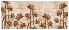 Tablou cu abstracția florilor - maro (120x50 cm)