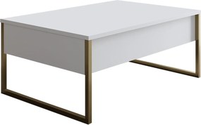 Masuta cafea Luxe, alb/auriu, PAL/metal, 90x60x40 cm
