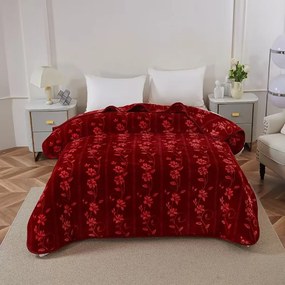 Pătură Cocolino dublă cu flori, roșu, 200x230 cm, PDD16