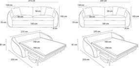 Canapea gri deschis extensibilă 235 cm Cezanne – Bobochic Paris