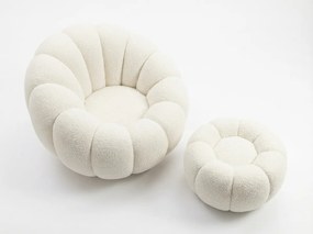 Fotoliu design BLOOM cu taburet, crem