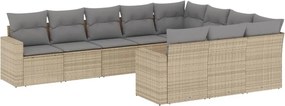 vidaXL Set canapele de grădină cu perne, 10 piese, bej, poliratan