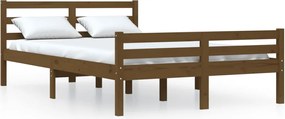 vidaXL Cadru de pat, maro miere, 140x190 cm, lemn masiv