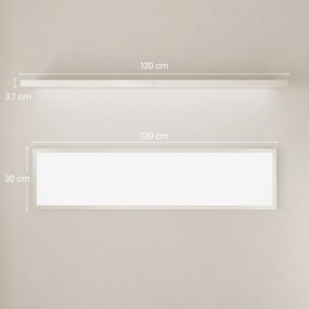 HOMCOM Set de 4 lămpi de tavan cu culoare reglabilă, comutator DIP și de perete 3000K/4000K/6000K 120x30x3,7 cm Alb | Aosom Romania