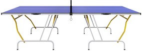 SPORTNOW Masa de Tenis de Masă pliabilă, inclusiv 2 rachete, 3 mingi, plasă, interior și exterior, cadru metalic, 274x152x76cm, Albastru | Aosom Romania
