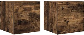 vidaXL Comode TV montaj pe perete 2 buc. stejar fumuriu 30,5x30x30 cm
