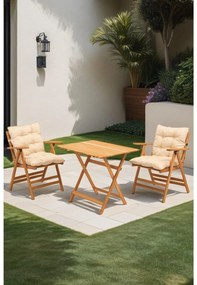 Set mobilier de grădină masă și scaune Kikadu 2 (natural + crem) (pentru 2 persoane). 1093856