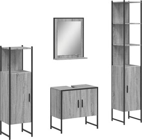 vidaXL Set dulapuri de baie, 4 piese, gri sonoma, lemn prelucrat