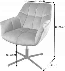 Fotoliu pivotant cu inaltime reglabila Papillon, catifea gri