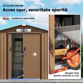 Casuta pentru Gradina, sopron pentru Unelte, magazie din Lamiera de Otel, pentru depozitare si organizare 213x127x185cm Outsunny | Aosom RO