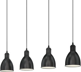 Eglo 55244 - Candelabru suspendat pe cablu PRIDDY 4xE27/60W/230V negru