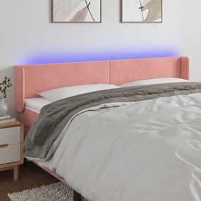3123021 vidaXL Tăblie de pat cu LED, roz, 183x16x78/88 cm, catifea