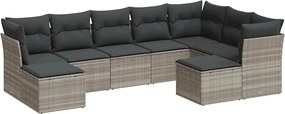 vidaXL Set canapele de grădină cu perne, 9 piese gri deschis poliratan