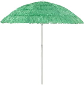 vidaXL Umbrelă de soare de plajă Hawaii, verde, 240 cm