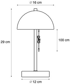 Lampă de masă de exterior verde închis, cu LED inclus, cu 3 trepte de intensitate, IP44, reîncărcabilă - Keira