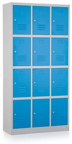 Dulap metalic - 12 cutii, 90 x 40 x 185 cm, inchidere cilindrica, albastru - ral 5012