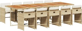 vidaXL Set mobilier de grădină cu perne, 11 piese, bej, poliratan