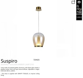 Pendul LED modern design decorativ Suspiro D-18cm gold/amber