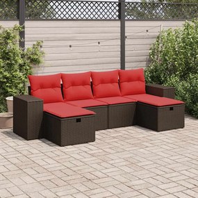 vidaXL Set canapele de grădină cu perne, 6 piese, maro, poliratan