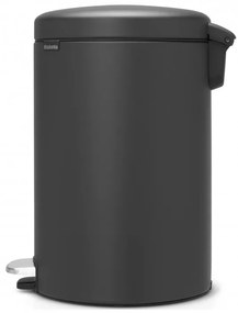 Cos de gunoi cu pedala Brabantia NewIcon 649747, 20 L, Inchidere lina, Baza antiderapanta, Acoperire minerala, Gri închis