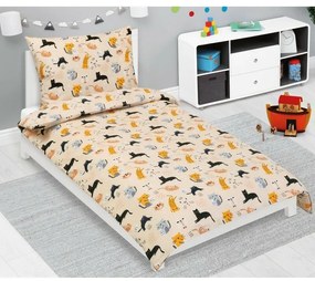 Bellatex Bumbac lenjerie de pat pentru copiiJunior Cat bej, 140 x 200, 70 x 90 cm