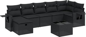 vidaXL Set mobilier de grădină cu perne, 8 piese, negru, poliratan