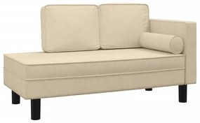 355023 vidaXL Șezlong cu perne și și pernuță cilindrică, crem, textil
