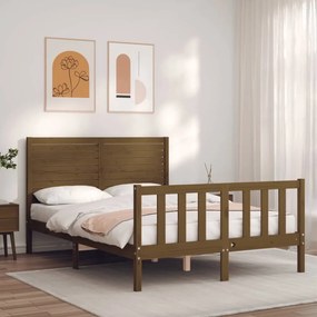 3193204 vidaXL Cadru de pat cu tăblie, maro miere, 120x200 cm, lemn masiv