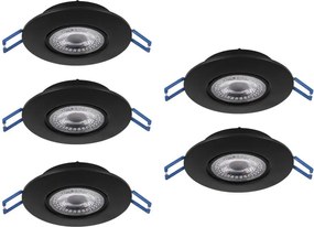Eglo 300189 - Set 5x spoturi LED încastrate GEDREZ, 4,9 W, 230 V, Ø 9 cm, negru
