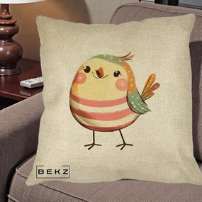 Perna Decorativa Pui Kawaii Pastel Dungat, 40x40 cm, Crem, Husa Detasabila, Perna Inclusa, BEKZ®