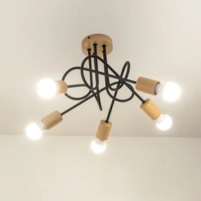 Lustră aplicată OXFORD 5xE27/15W/230V pin/negru