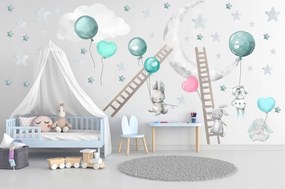 Autocolant drăguț de perete pentru copii Cheerful Night Sky 60 x 120 cm