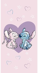 Prosop pentru copii roz din bumbac 70x140 cm Lilo and Stitch "Love" – Jerry Fabrics