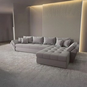 Colțar extensibil dumonde cu ladă de depozitare si sezut confortabil din spuma high-density, Loana XL Royal Gri II 335x185 cm