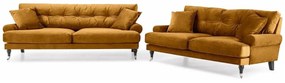 Set mobilier tapițat Seattle E128Galben, Tapiterie, Picioare: Metal, Lemn, Role