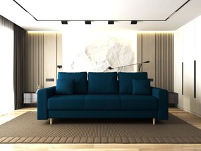 Canapea extensibilă dumonde cu ladă de depozitare si sezut confortabil din spuma high-density, Kronos Enjoy Petrol 210x100 cm