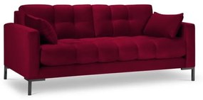 Canapea 2 locuri Mamaia cu tapiterie din catifea, picioare din metal negru, rosu
