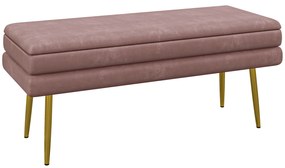 HOMCOM Bancă capitonată cu spațiu de depozitare, Oțel, 100 x 37,5 x 42 cm, Roz | Aosom Romania