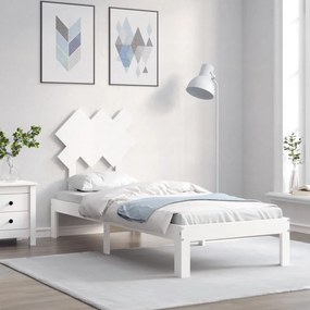 3193687 vidaXL Cadru de pat cu tăblie 2FT6 Small Single, alb, lemn masiv