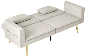 HOMCOM Canapea extensibilă 2 locuri, Spătar reglabil, perne moi, husă asemănătoare catifelei, pentru Sufragerie, Camera de oaspeți, Bej | Aosom Romania