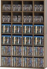 HOMCOM Mobilier de depozitare multimedia 456 CD/ 336 DVD - bibliotecă din lemn cu rafturi reglabile, 89 x 130,5 cm, maro | Aosom Romania