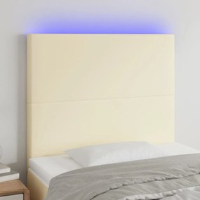 Tablie de pat cu LED, crem, 90x5x118 128 cm, piele ecologica 1, Crem, 90 x 5 x 118 128 cm