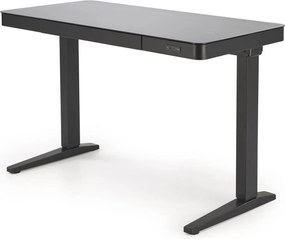Birou B52, negru, sticla/metal, 120x60x77/120 cm