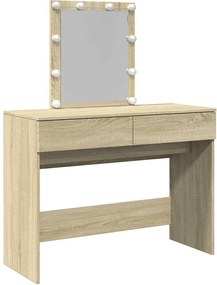 vidaXL Masă de toaletă cu LED, stejar sonoma, 100x40x130 cm