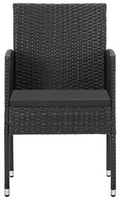 Set mobilier de gradina, 7 piese, negru negru si gri, Lungime masa 140 cm, 7