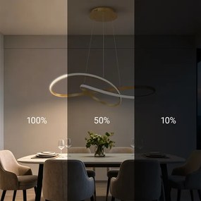 Brilagi - Lustră LED reglabilă suspendată pe cablu INFINITY LED/80W/230V 80x80 cm aurie + telecomandă