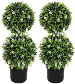 HOMCOM Set 2 plante artificiale, rezistente la UV, în ghiveci cu flori, 70 cm plantă de interior pentru sufragerie, grădină | Aosom Romania