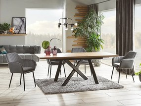 Masă de sufragerie extensibilă 160-220 cm Carlos (stejar + negru) (pentru 8 și mai multe persoane). 1050005