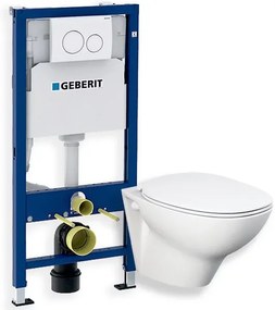 Set vas wc suspendat Rak Ceramics Morning cu capac si rezervor cu clapeta alba Geberit Delta