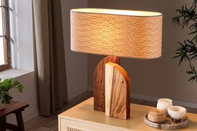 Lampa de masa, Lemn, Tesatura Boucle, Alb, LOVERS 60cm, A-46649 VC